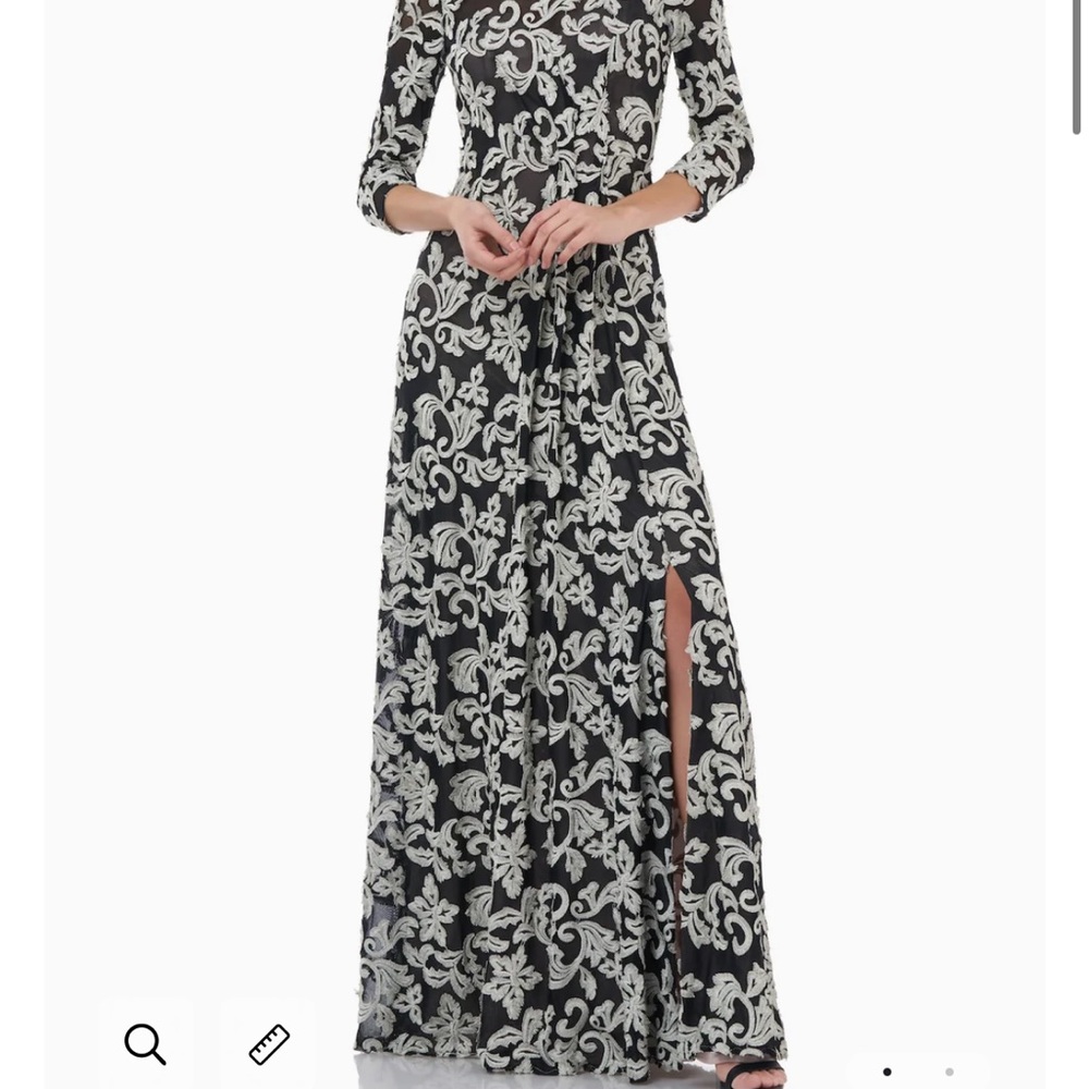 JS Collections Black and White Floral Maxi Dress with Side Slit